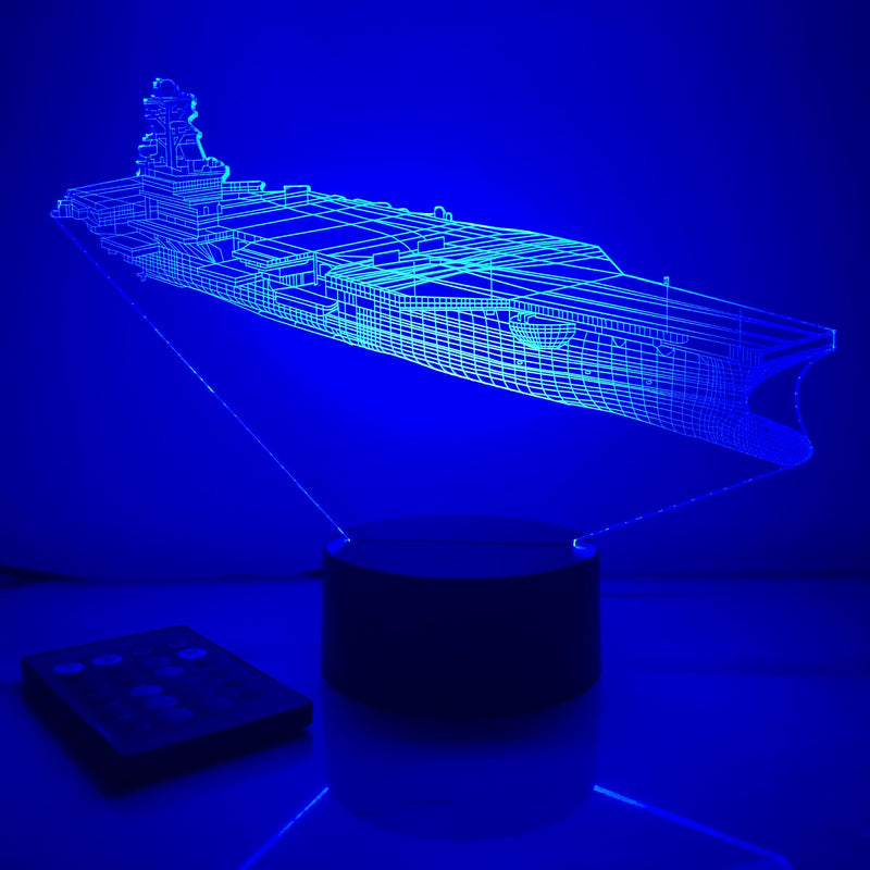 USN Aircraft Carrier Carl Vinson - 3D Optical Illusion Lamp - carve-craftworks-llc
