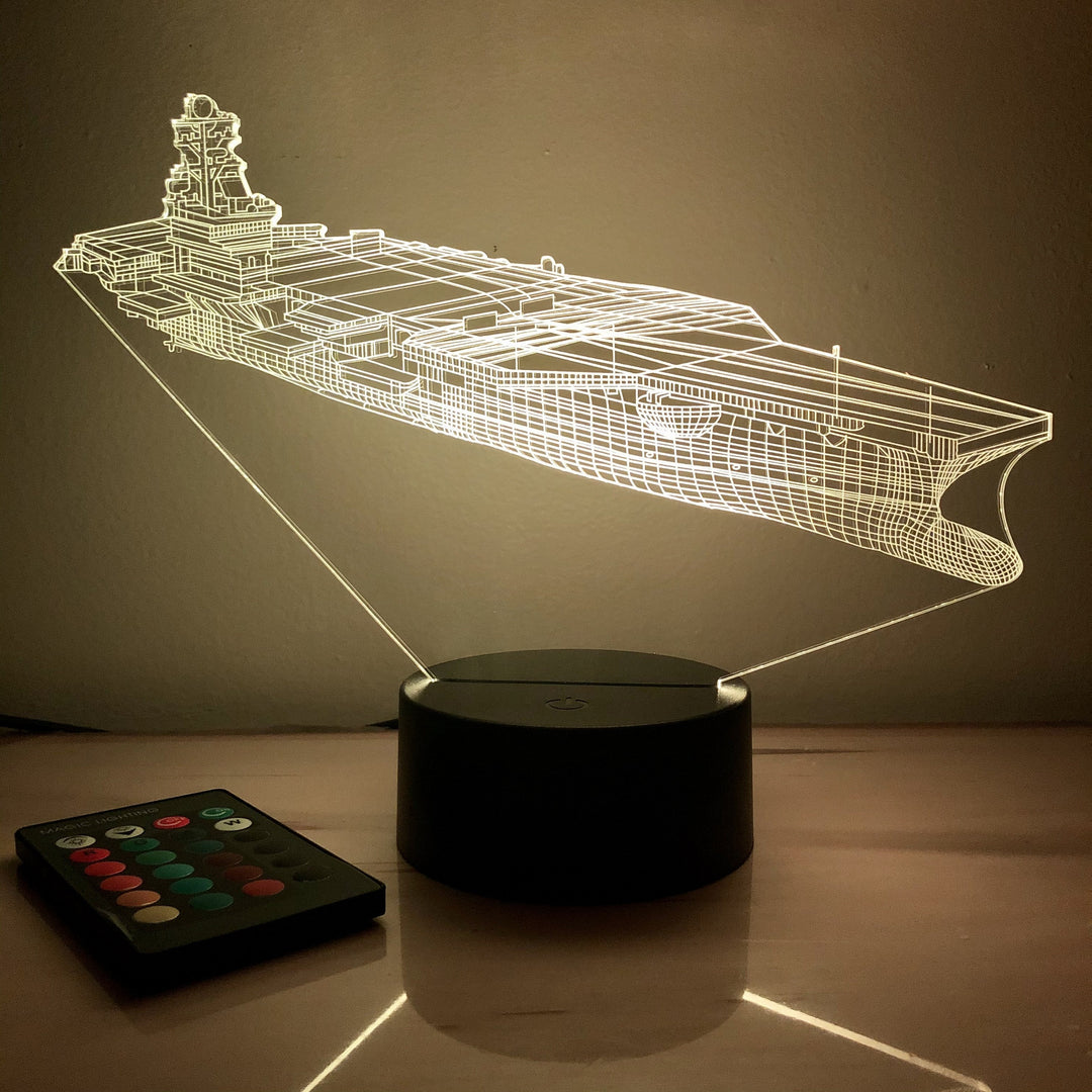 USN Aircraft Carrier Carl Vinson - 3D Optical Illusion Lamp - carve-craftworks-llc