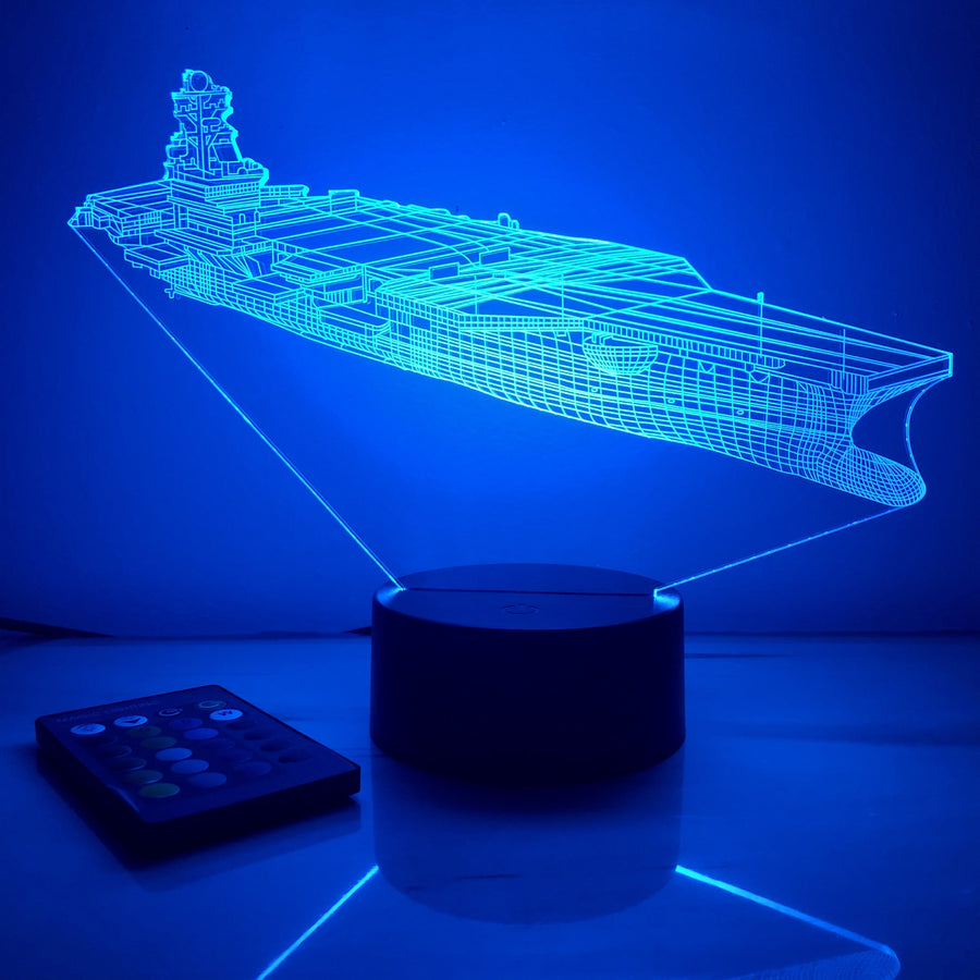 USN Aircraft Carrier Carl Vinson - 3D Optical Illusion Lamp - carve-craftworks-llc