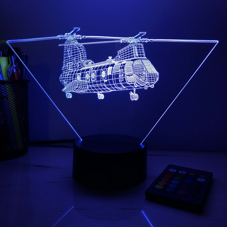 CH-46 Sea Knight - 3D Optical Illusion Lamp - carve-craftworks-llc