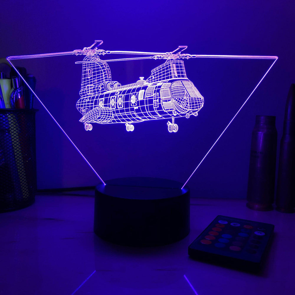 CH-46 Sea Knight - 3D Optical Illusion Lamp - carve-craftworks-llc