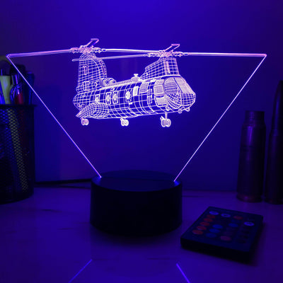 CH-46 Sea Knight - 3D Optical Illusion Lamp - carve-craftworks-llc