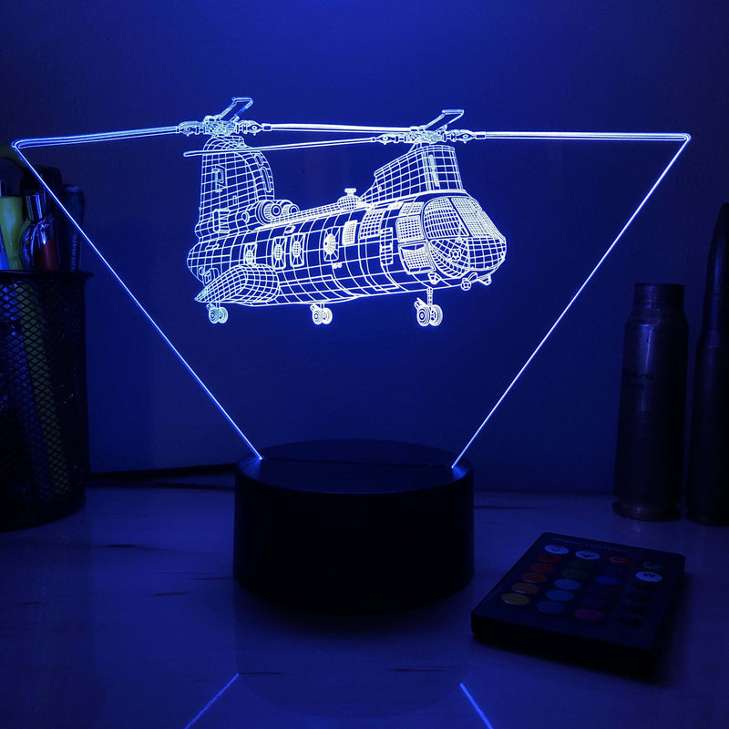 CH-46 Sea Knight - 3D Optical Illusion Lamp - carve-craftworks-llc
