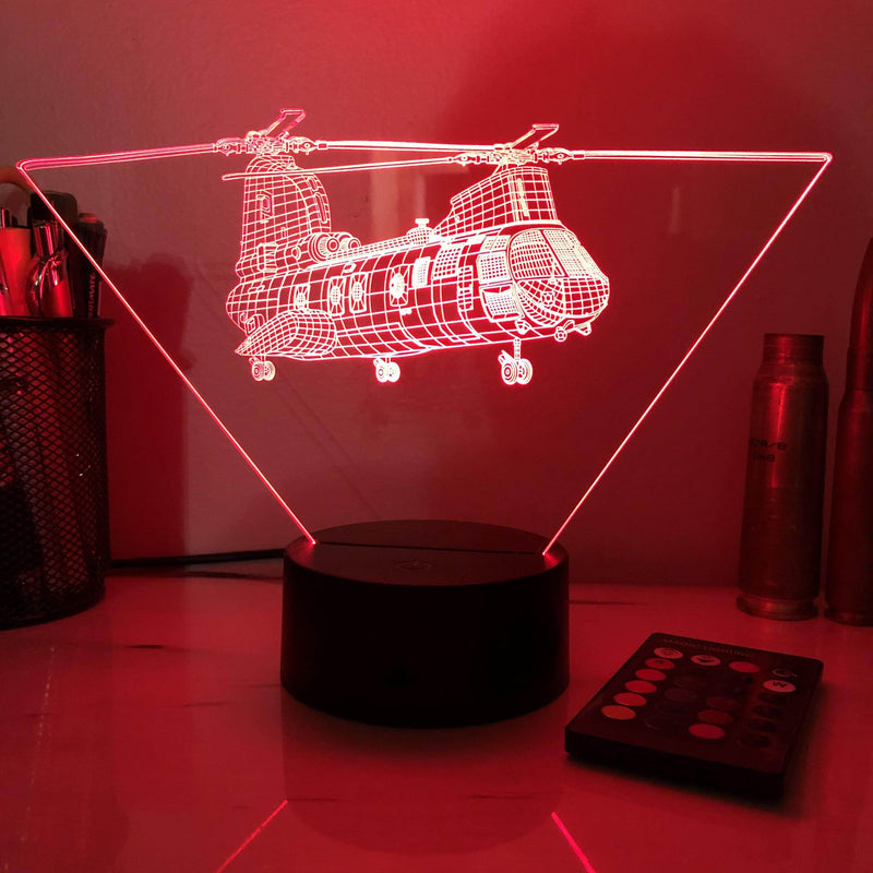 CH-46 Sea Knight - 3D Optical Illusion Lamp - carve-craftworks-llc