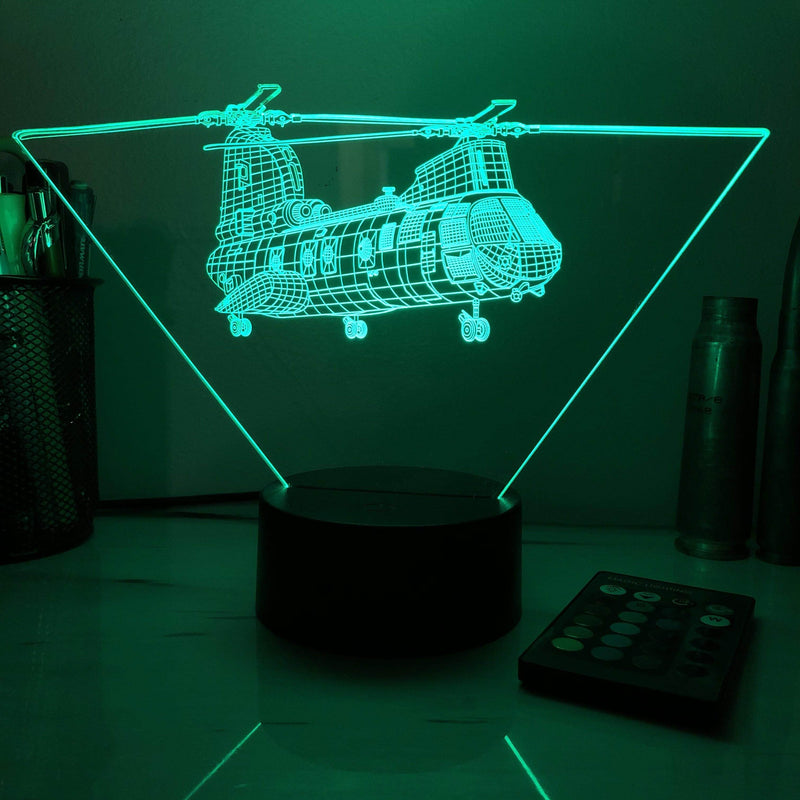 CH-46 Sea Knight - 3D Optical Illusion Lamp - carve-craftworks-llc