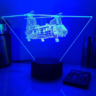 CH-46 Sea Knight - 3D Optical Illusion Lamp - carve-craftworks-llc