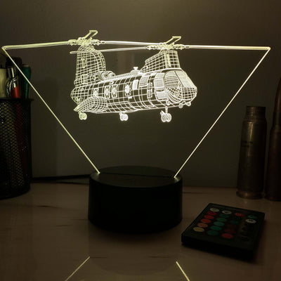 CH-46 Sea Knight - 3D Optical Illusion Lamp - carve-craftworks-llc