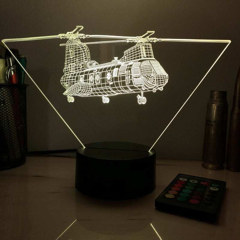 CH-46 Sea Knight - 3D Optical Illusion Lamp - carve-craftworks-llc