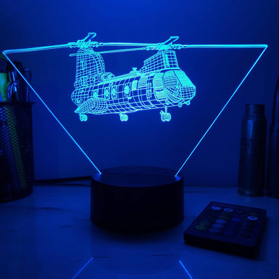 CH-46 Sea Knight - 3D Optical Illusion Lamp - carve-craftworks-llc