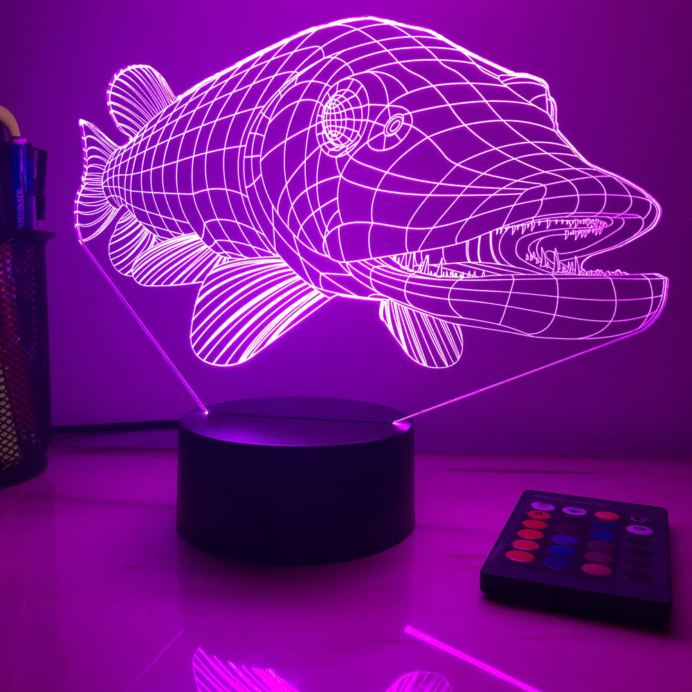 Northern Pike - Animal - 3D Optical Illusion Lamp - carve-craftworks-llc