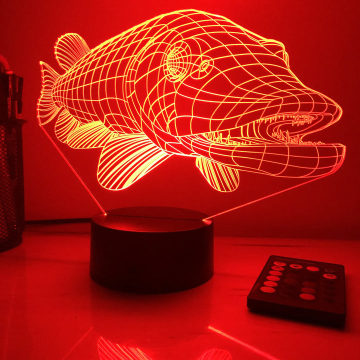 Northern Pike - Animal - 3D Optical Illusion Lamp - carve-craftworks-llc