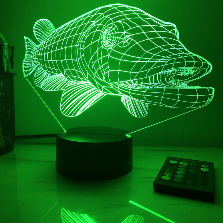 Northern Pike - Animal - 3D Optical Illusion Lamp - carve-craftworks-llc
