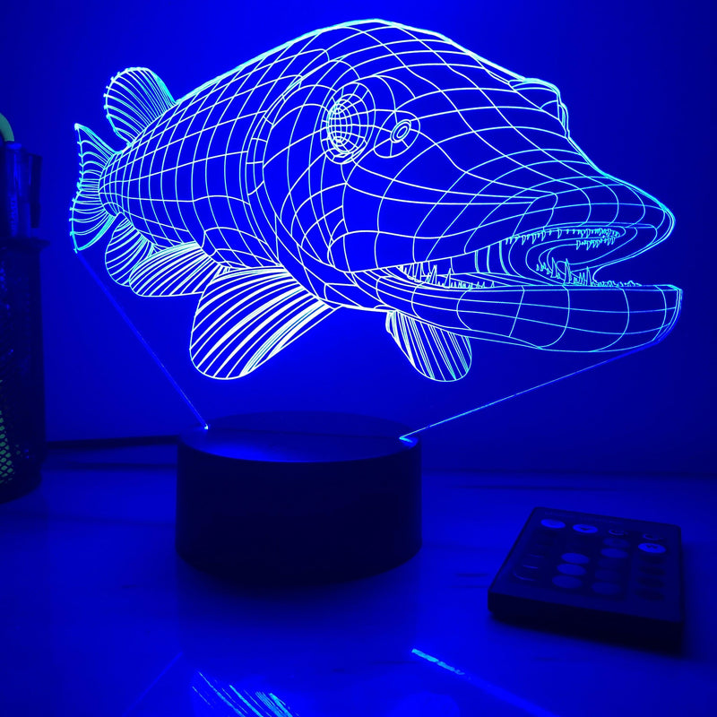 Northern Pike - Animal - 3D Optical Illusion Lamp - carve-craftworks-llc