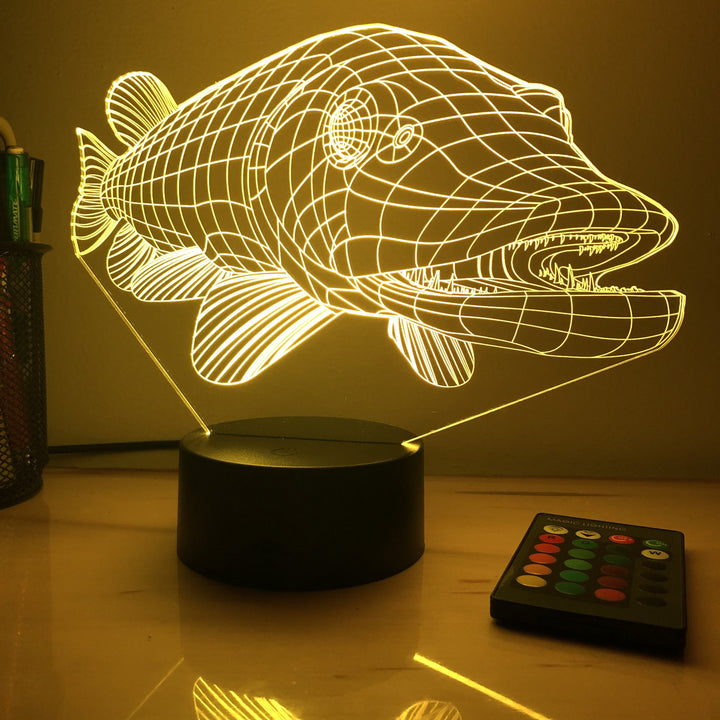 Northern Pike - Animal - 3D Optical Illusion Lamp - carve-craftworks-llc