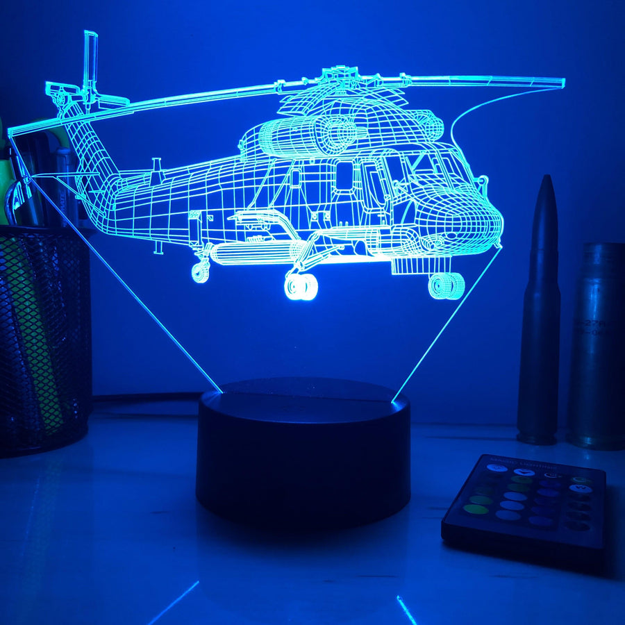 SH-2 Seasprite - 3D Optical Illusion Lamp - carve-craftworks-llc
