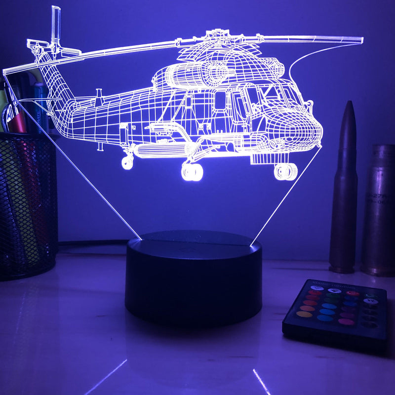 SH-2 Seasprite - 3D Optical Illusion Lamp - carve-craftworks-llc