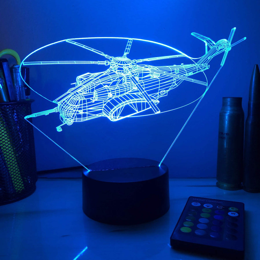 MH-53E Sea Dragon - 3D Optical Illusion Lamp - carve-craftworks-llc