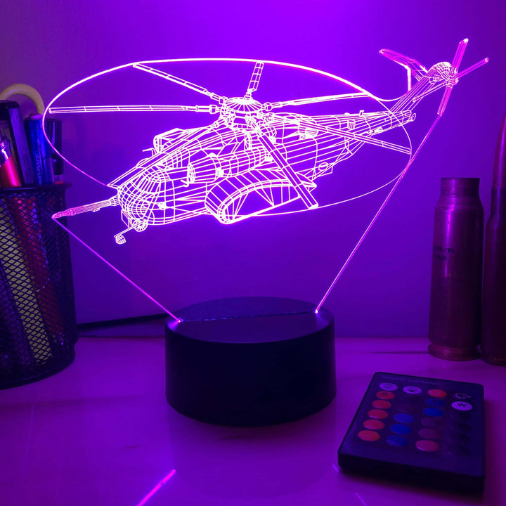 MH-53E Sea Dragon - 3D Optical Illusion Lamp - carve-craftworks-llc