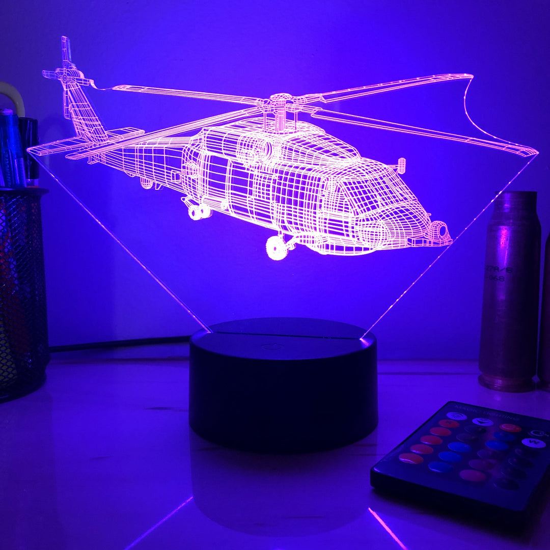 SH-60 Seahawk - 3D Optical Illusion Lamp - carve-craftworks-llc