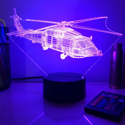 SH-60 Seahawk - 3D Optical Illusion Lamp - carve-craftworks-llc