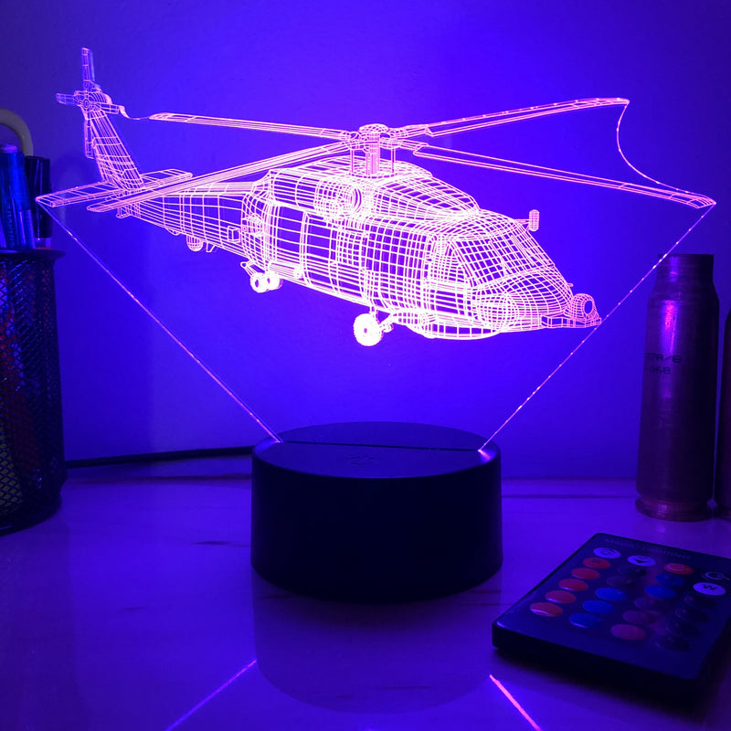 SH-60 Seahawk - 3D Optical Illusion Lamp - carve-craftworks-llc