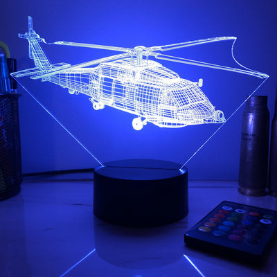 SH-60 Seahawk - 3D Optical Illusion Lamp - carve-craftworks-llc