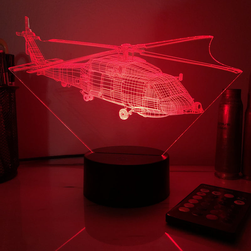 SH-60 Seahawk - 3D Optical Illusion Lamp - carve-craftworks-llc