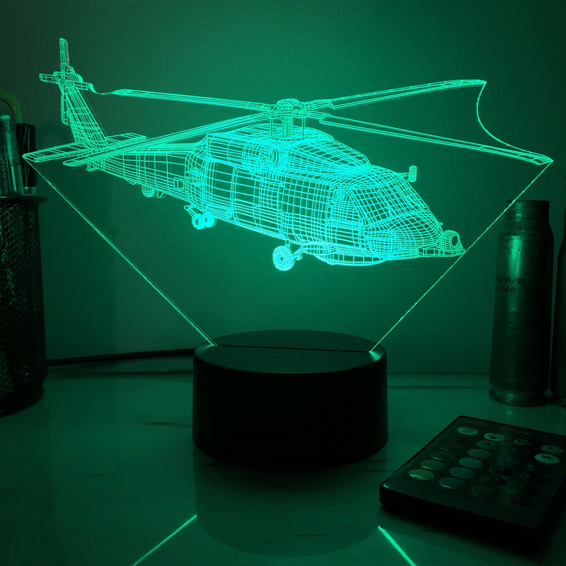 SH-60 Seahawk - 3D Optical Illusion Lamp - carve-craftworks-llc