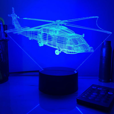 SH-60 Seahawk - 3D Optical Illusion Lamp - carve-craftworks-llc