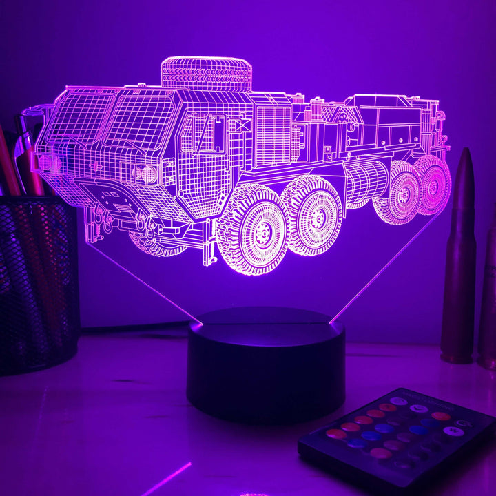 M984A4 HEMTT Wrecker  - 3D Optical Illusion Lamp - carve-craftworks-llc
