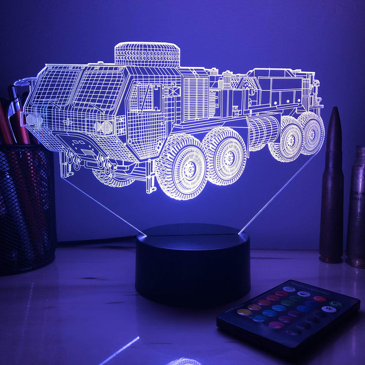 M984A4 HEMTT Wrecker  - 3D Optical Illusion Lamp - carve-craftworks-llc