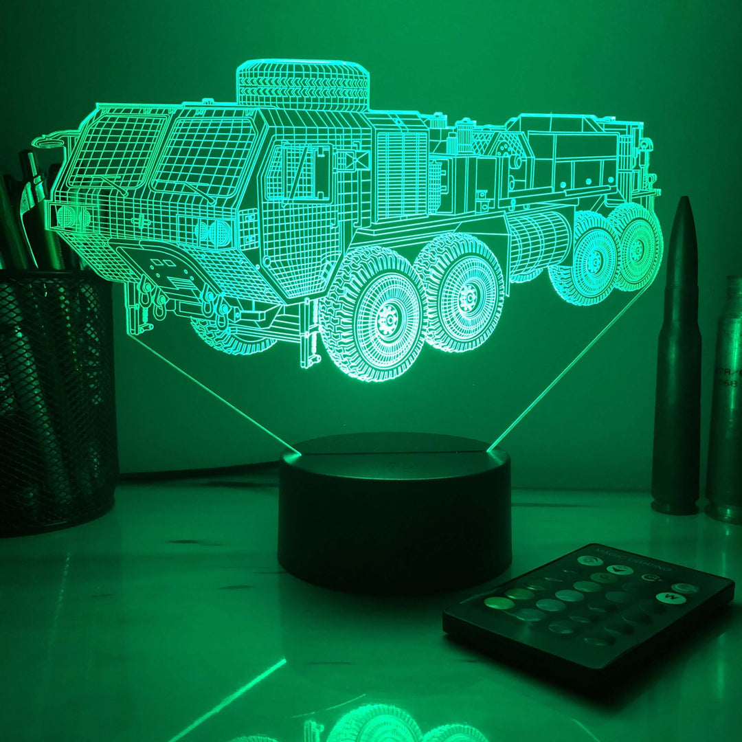 M984A4 HEMTT Wrecker  - 3D Optical Illusion Lamp - carve-craftworks-llc