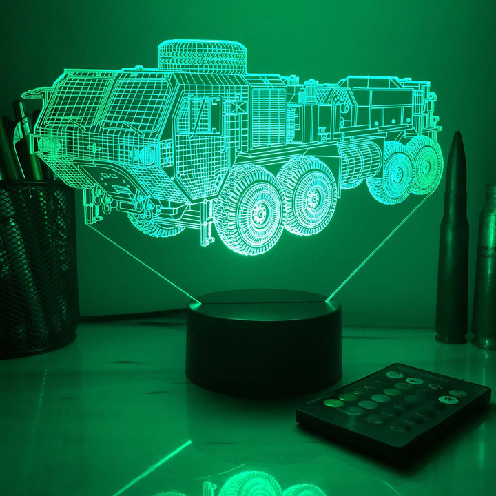 M984A4 HEMTT Wrecker  - 3D Optical Illusion Lamp - carve-craftworks-llc