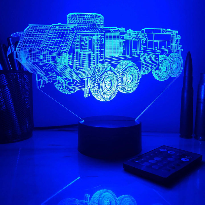 M984A4 HEMTT Wrecker  - 3D Optical Illusion Lamp - carve-craftworks-llc