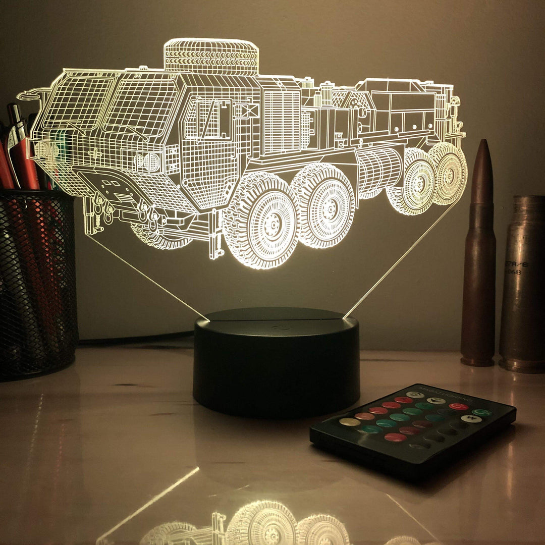 M984A4 HEMTT Wrecker  - 3D Optical Illusion Lamp - carve-craftworks-llc