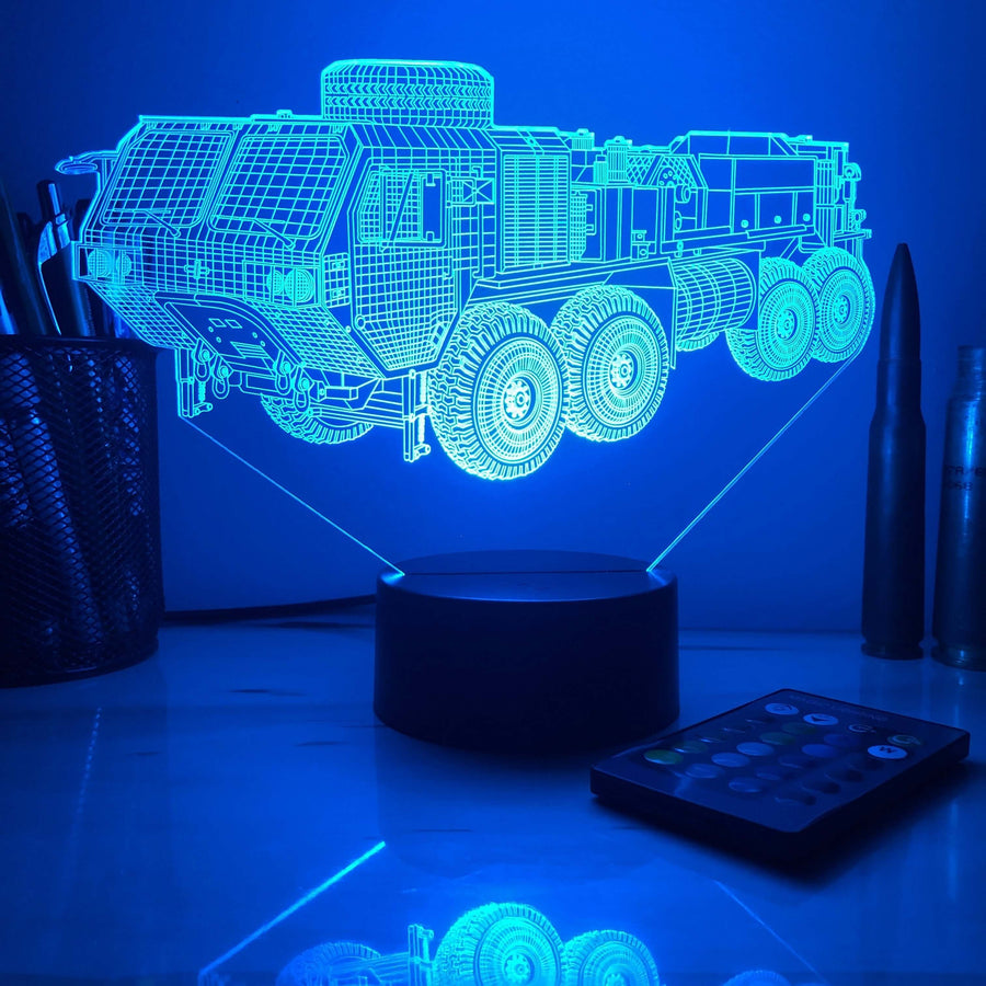 M984A4 HEMTT Wrecker  - 3D Optical Illusion Lamp - carve-craftworks-llc