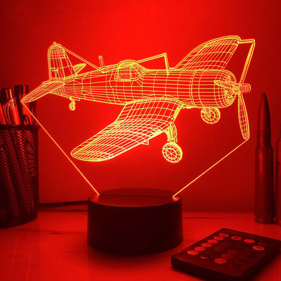 F4U Corsair Fighter Plane - 3D Optical Illusion Lamp - carve-craftworks-llc