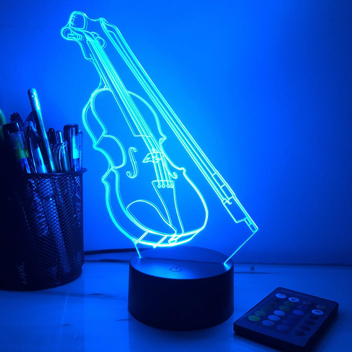 Violin Musical Instrument - 3D Optical Lamp Night Light - carve-craftworks-llc