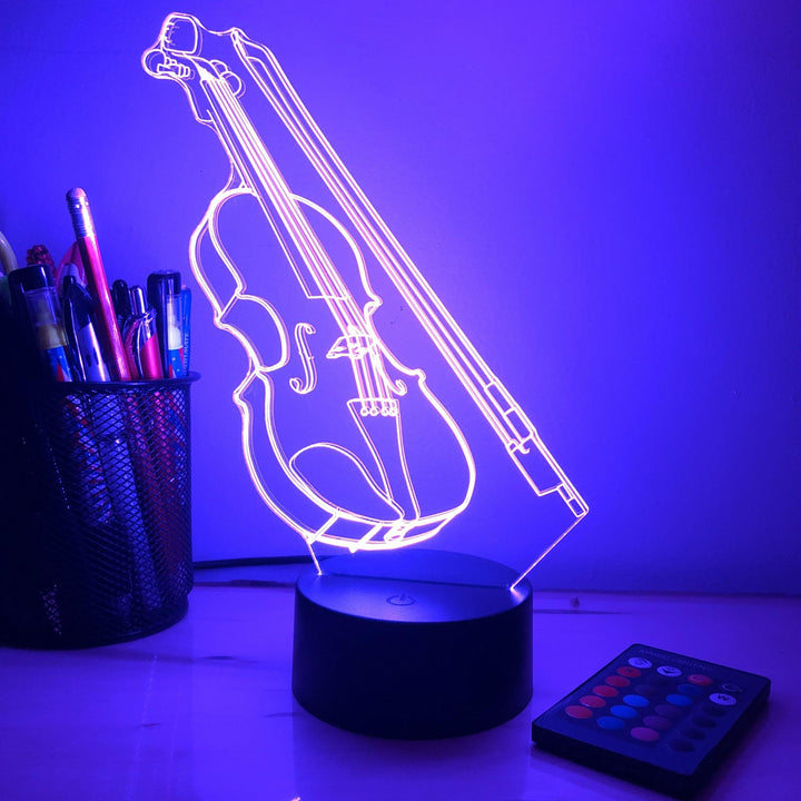 Violin Musical Instrument - 3D Optical Lamp Night Light - carve-craftworks-llc