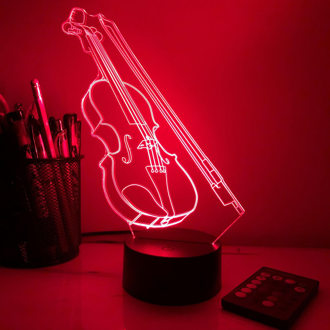 Violin Musical Instrument - 3D Optical Lamp Night Light - carve-craftworks-llc