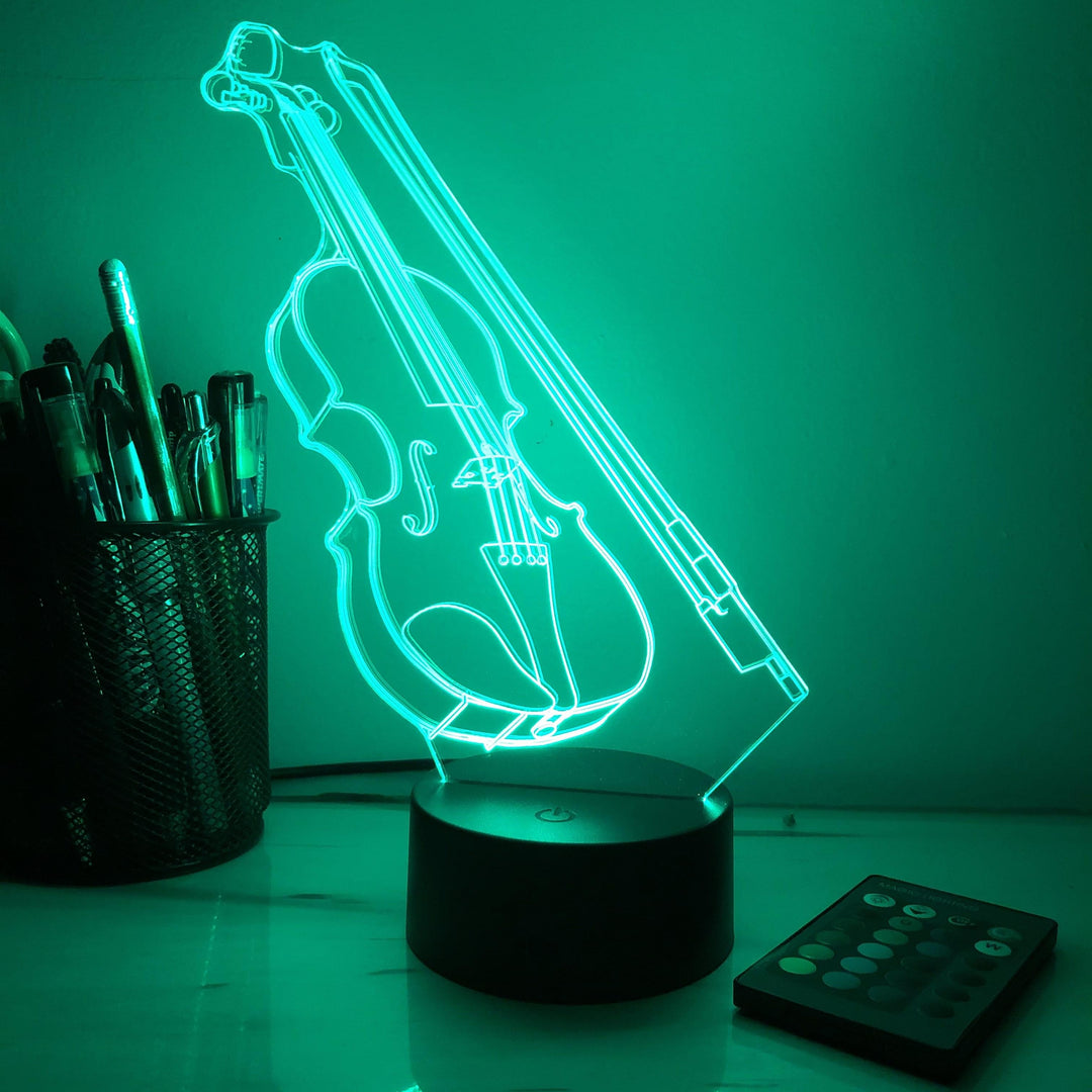 Violin Musical Instrument - 3D Optical Lamp Night Light - carve-craftworks-llc