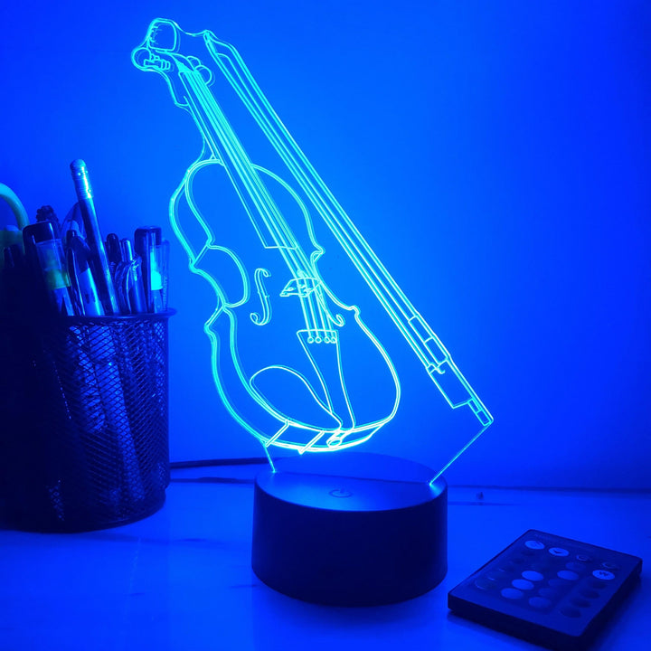 Violin Musical Instrument - 3D Optical Lamp Night Light - carve-craftworks-llc