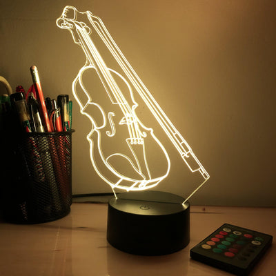 Violin Musical Instrument - 3D Optical Lamp Night Light - carve-craftworks-llc