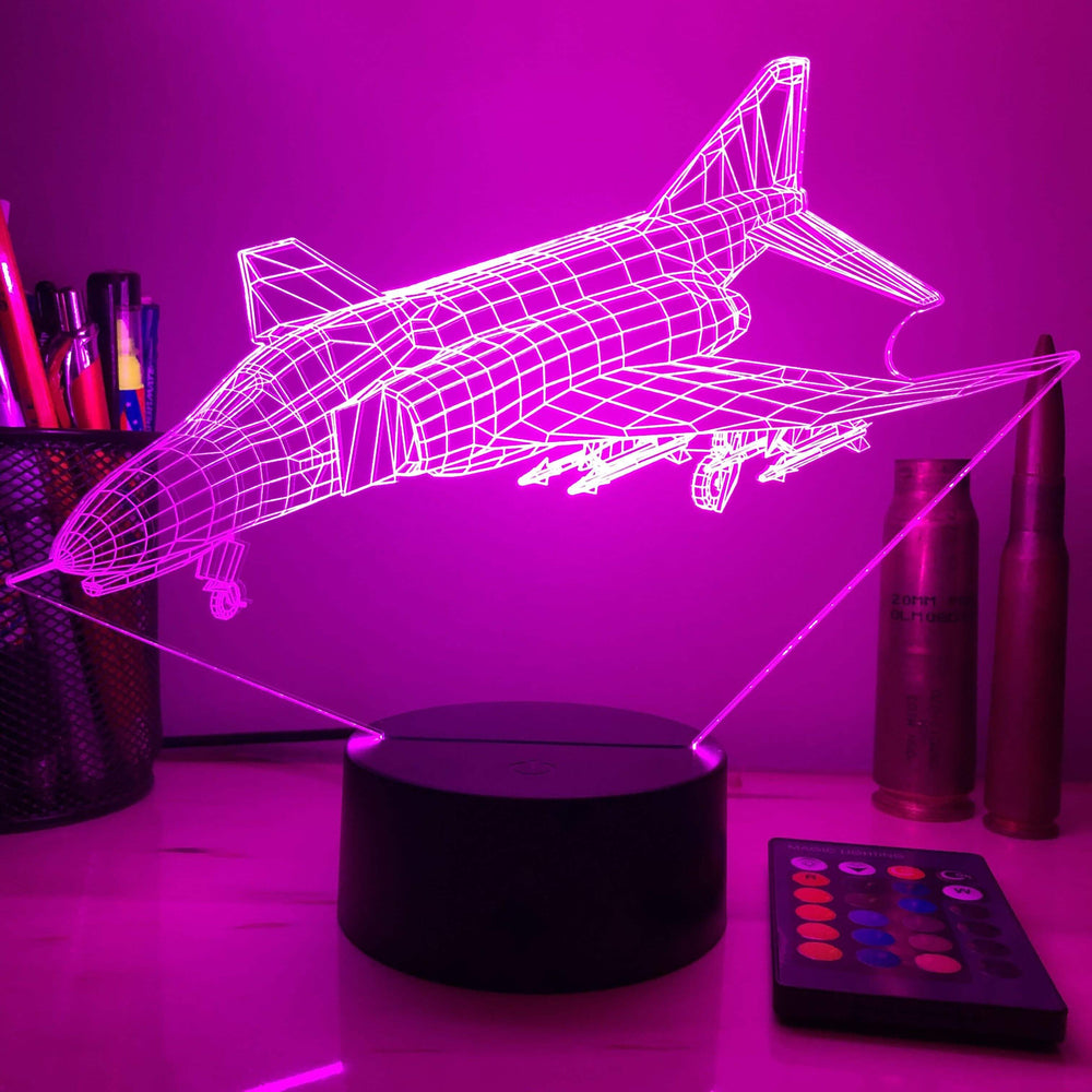F-4 Phantom II Jet - 3D Optical Illusion Lamp - carve-craftworks-llc
