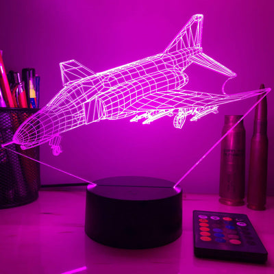 F-4 Phantom II Jet - 3D Optical Illusion Lamp - carve-craftworks-llc