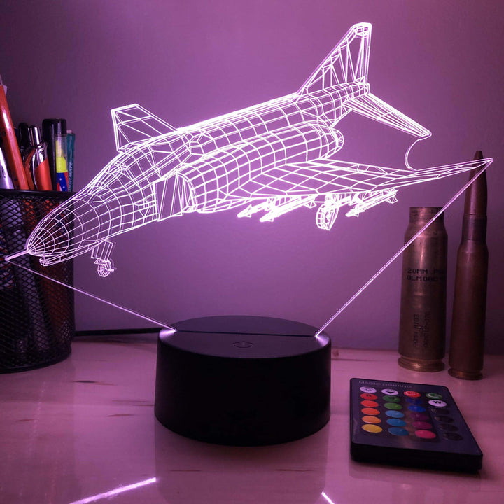 F-4 Phantom II Jet - 3D Optical Illusion Lamp - carve-craftworks-llc