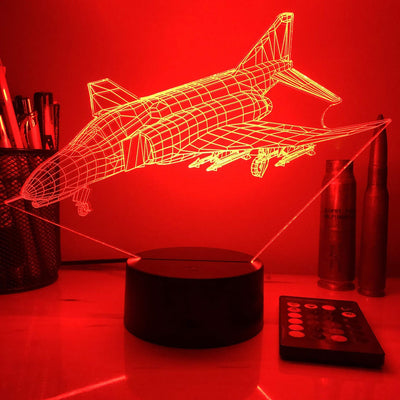 F-4 Phantom II Jet - 3D Optical Illusion Lamp - carve-craftworks-llc