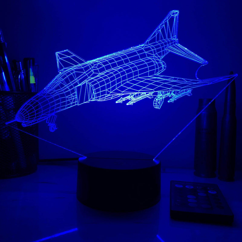 F-4 Phantom II Jet - 3D Optical Illusion Lamp - carve-craftworks-llc