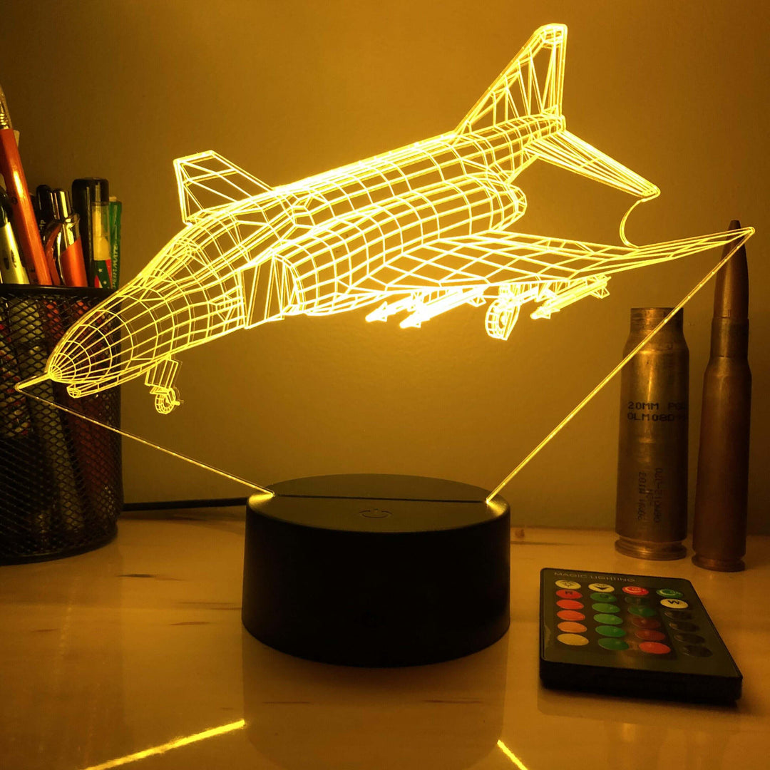F-4 Phantom II Jet - 3D Optical Illusion Lamp - carve-craftworks-llc