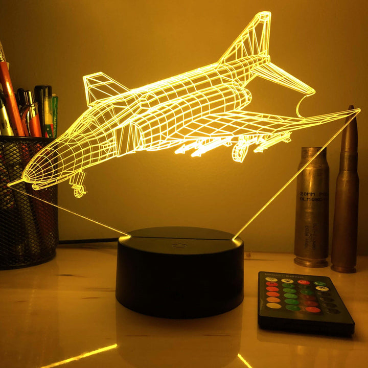 F-4 Phantom II Jet - 3D Optical Illusion Lamp - carve-craftworks-llc